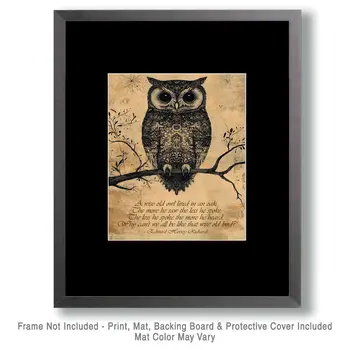 A Wise Old Owl - Inspirational Art Prints Wall Art Prints - 8"x10" Art Print for 11"x14" Frame