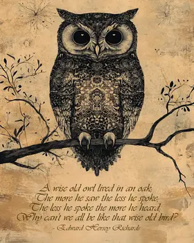 A Wise Old Owl - Inspirational Art Prints Wall Art Prints - 8"x10" Art Print for 11"x14" Frame