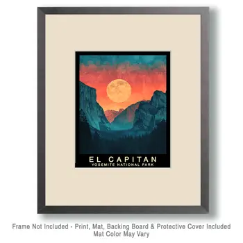 Sunset - Yosemite El Capitan Souvenir Home Decor Wall Art Prints – 8″x10″ Artwork – 11″x14″ Mat