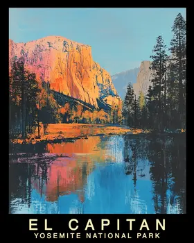 Reflections - Yosemite El Capitan Souvenir Home Decor Wall Art Prints – 8″x10″ Artwork – 11″x14″ Mat