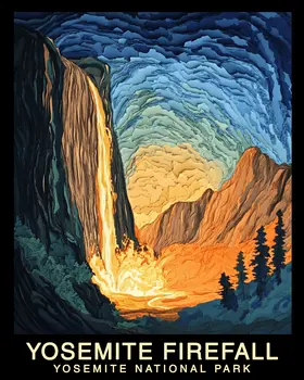 Firefall - Yosemite Horsetail Falls Souvenir Home Decor Wall Art Prints – 8″x10″ Artwork – 11″x14″ Mat