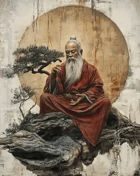 Zen Master Meditating - Zen Art for Meditation Home Decor Wall Art Prints – 8″x10″ Artwork – 11″x14″ Matte