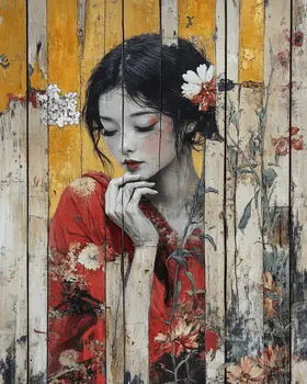 Vintage Style Young Geisha - Zen Art for Meditation Home Decor Wall Art Prints – 8″x10″ Artwork – 11″x14″ Matte