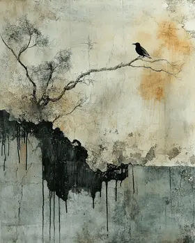 Wabi-Sabi Bird - Zen Art for Meditation Home Decor Wall Art Prints – 8″x10″ Artwork – 11″x14″ Matte
