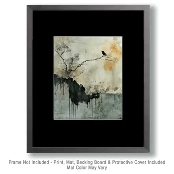 Wabi-Sabi Bird - Zen Art for Meditation Home Decor Wall Art Prints – 8″x10″ Artwork – 11″x14″ Matte