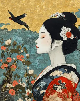 Geisha - Zen Art for Meditation Home Decor Wall Art Prints – 8″x10″ Artwork – 11″x14″ Matte