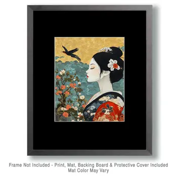 Geisha - Zen Art for Meditation Home Decor Wall Art Prints – 8″x10″ Artwork – 11″x14″ Matte