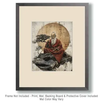 Zen Master Meditating - Zen Art for Meditation Home Decor Wall Art Prints – 8″x10″ Artwork – 11″x14″ Matte