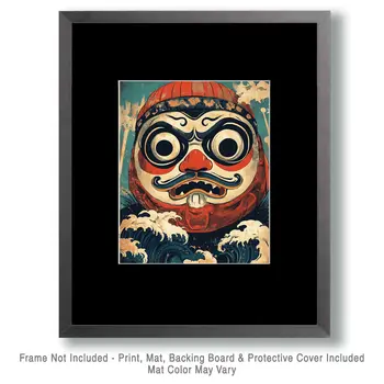 Daruma Face - Zen Art for Meditation Home Decor Wall Art Prints – 8″x10″ Artwork – 11″x14″ Matte