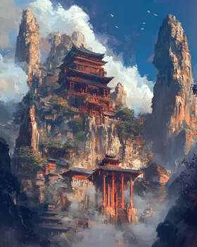 Mystical Zen Monastery - Zen Art for Meditation Home Decor Wall Art Prints – 8″x10″ Artwork – 11″x14″ Matte