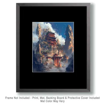 Mystical Zen Monastery - Zen Art for Meditation Home Decor Wall Art Prints – 8″x10″ Artwork – 11″x14″ Matte