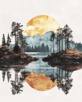Peaceful Zen Lake - Zen Art for Meditation Home Decor Wall Art Prints – 8″x10″ Artwork – 11″x14″ Matte