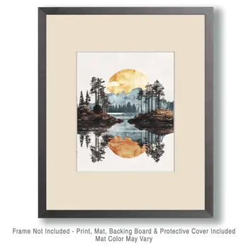 Peaceful Zen Lake - Zen Art for Meditation Home Decor Wall Art Prints – 8″x10″ Artwork – 11″x14″ Matte