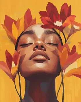 Lagom Floral Lady - Zen Art for Meditation Home Decor Wall Art Prints – 8″x10″ Artwork – 11″x14″ Matte