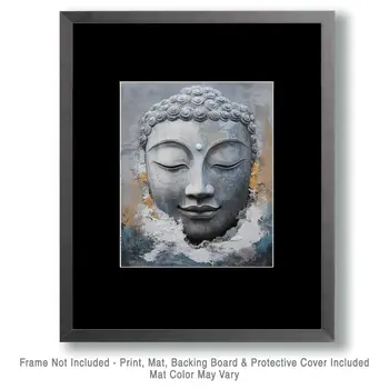 Stone Buddha - Zen Art for Meditation Home Decor Wall Art Prints – 8″x10″ Artwork – 11″x14″ Matte
