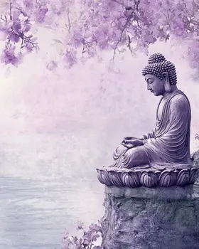 Lavender Buddha - Zen Art for Meditation Home Decor Wall Art Prints – 8″x10″ Artwork – 11″x14″ Matte