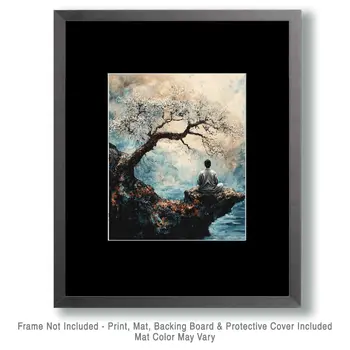 At Peace with Nature - Zen Art for Meditation Home Decor Wall Art Prints – 8″x10″ Artwork – 11″x14″ Matte