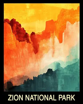 Abstract - Zion National Park Souvenir Home Decor Wall Art Prints – 8″x10″ Artwork – 11″x14″ Mat