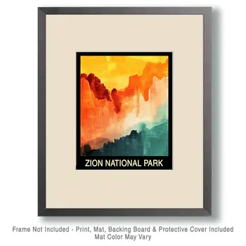 Abstract - Zion National Park Souvenir Home Decor Wall Art Prints – 8″x10″ Artwork – 11″x14″ Mat