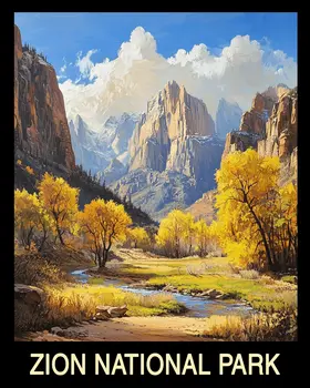 Fall Day - Zion National Park Souvenir Home Decor Wall Art Prints – 8″x10″ Artwork – 11″x14″ Mat