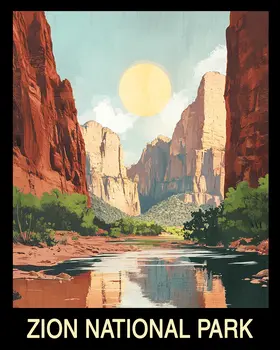 Classic - Zion National Park Souvenir Home Decor Wall Art Prints – 8″x10″ Artwork – 11″x14″ Mat
