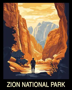 Hiking in Zion National Park Souvenir Home Decor Wall Art Prints – 8″x10″ Artwork – 11″x14″ Mat