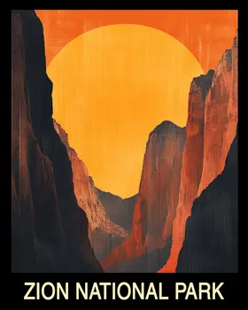 Sunset - Zion National Park Souvenir Home Decor Wall Art Prints – 8″x10″ Artwork – 11″x14″ Mat