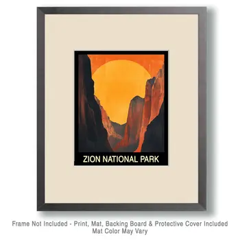 Sunset - Zion National Park Souvenir Home Decor Wall Art Prints – 8″x10″ Artwork – 11″x14″ Mat