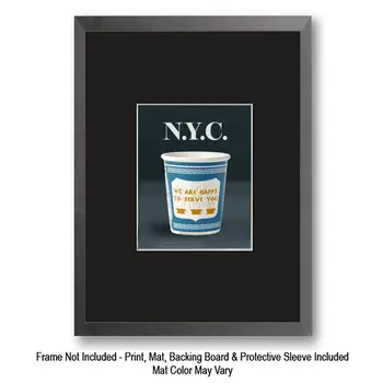 NYC Greek Coffee Cup Souvenir Art Print Souvenir Art Print  5"x7" New York City Art Print