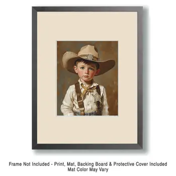 Portrait of a Cowboy Sheriff - Western and Southwestern Home Decor Wall Art Prints – 8″x10″ Artwork – 11″x14″ Mat