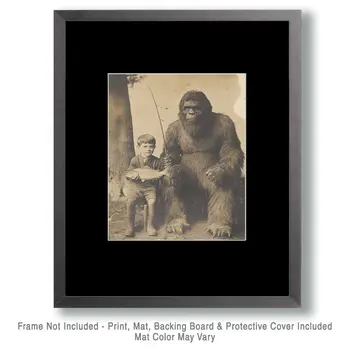Bigfoot Prize Catch - Sasquatch Cryptid Art Prints - 8"x10" Art Print for 11"x14" Frame