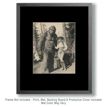 Cowgirl with Bigfoot - Sasquatch Criptid Art Prints - 8"x10" Art Print for 11"x14" Frame
