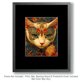 Mystic Kat - Cat and Kitten Wall Art Prints -  8"x10" Artwork for 11"x14" Frame