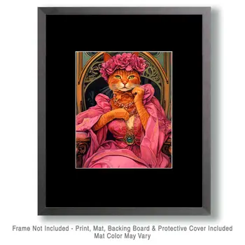 Pink Princess - Cat and Kitten Wall Art Prints -  8"x10" Artwork for 11"x14" Frame