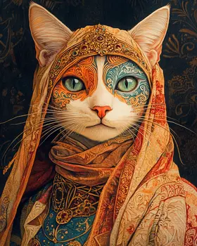 Arabian - Cat and Kitten Wall Art Prints -  8"x10" Artwork for 11"x14" Frame
