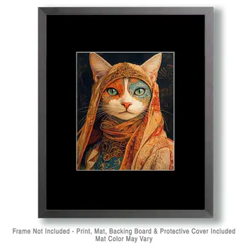 Arabian - Cat and Kitten Wall Art Prints -  8"x10" Artwork for 11"x14" Frame