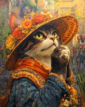 Praying Lady - Cat and Kitten Wall Art Prints -  8"x10" Artwork for 11"x14" Frame