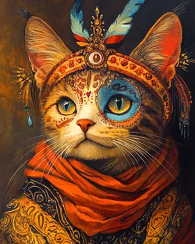 Maharajah Kat - Cat and Kitten Wall Art Prints -  8"x10" Artwork for 11"x14" Frame