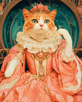 Pink Lady - Cat and Kitten Wall Art Prints -  8"x10" Artwork for 11"x14" Frame