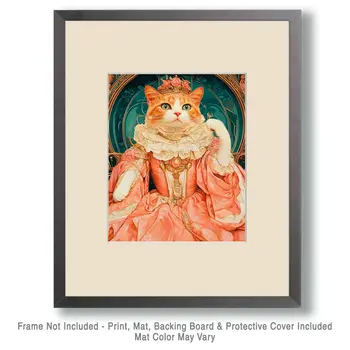 Pink Lady - Cat and Kitten Wall Art Prints -  8"x10" Artwork for 11"x14" Frame