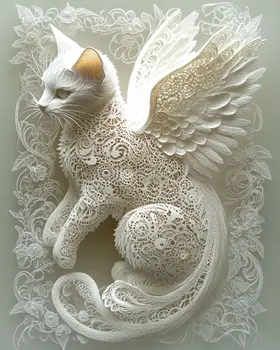 Angel Kitten - Cat and Kitten Wall Art Prints -  8"x10" Artwork for 11"x14" Frame