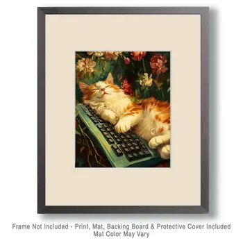 Cat Bed - Cat and Kitten Wall Art Prints -  8"x10" Artwork for 11"x14" Frame
