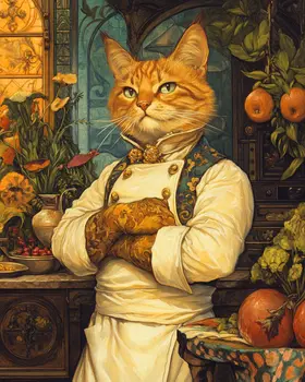 Tough Kat Cook - Cat and Kitten Wall Art Prints -  8"x10" Artwork for 11"x14" Frame