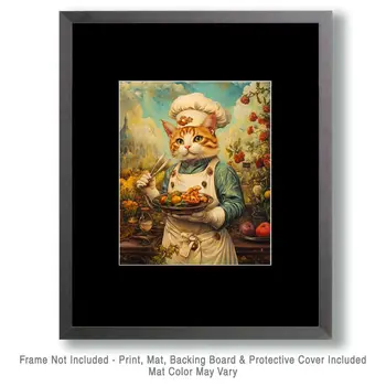 Kitty Cook - Cat and Kitten Wall Art Prints -  8"x10" Artwork for 11"x14" Frame