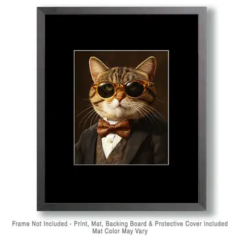 Cool Kat - Cat and Kitten Wall Art Prints -  8"x10" Artwork for 11"x14" Frame