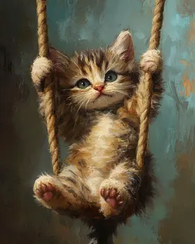 Hang in There Kitten - Cat and Kitten Wall Art Prints -  8"x10" Artwork for 11"x14" Frame