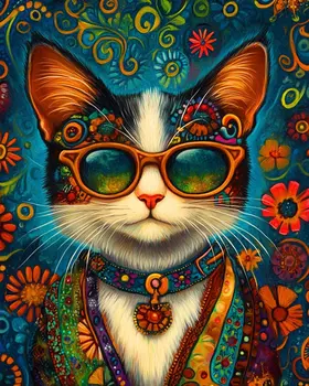 70's Kat - Cat and Kitten Wall Art Prints -  8"x10" Artwork for 11"x14" Frame