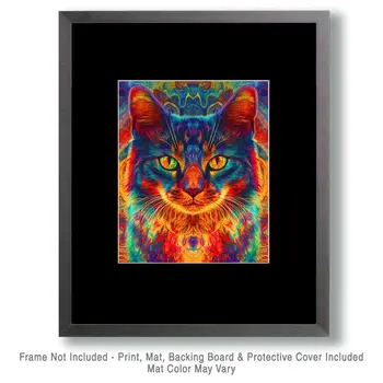 Psychedelic Kat - Cat and Kitten Wall Art Prints -  8"x10" Artwork for 11"x14" Frame