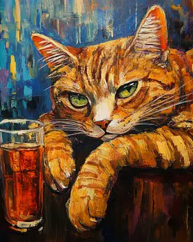 Lazy Kat - Cat and Kitten Wall Art Prints -  8"x10" Artwork for 11"x14" Frame