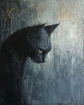 Dark Thoughts - Cat and Kitten Wall Art Prints -  8"x10" Artwork for 11"x14" Frame
